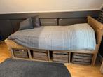 Steigerhouten Bed 90x210 + Houten Boxen, Huis en Inrichting, Gebruikt, 90 cm, Eenpersoons, Bruin