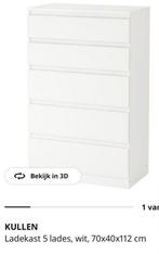 Witte Ikea ladekast, Huis en Inrichting, Kasten | Ladekasten, Ophalen, Kunststof, Gebruikt, 5 laden of meer