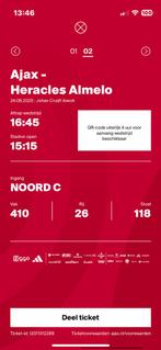 Ajax - Heracles 24.08.2025 1 ticket, Tickets en Kaartjes, Eén persoon, Augustus
