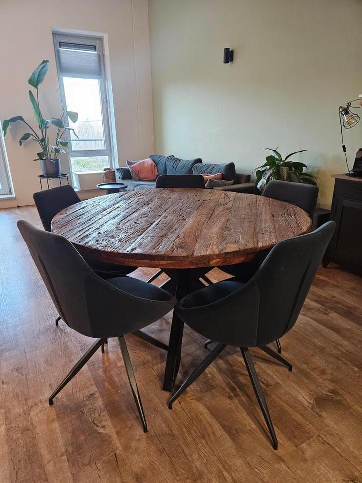 Teakhouten ronde eettafel - 130cm, Huis en Inrichting, Tafels | Eettafels, Zo goed als nieuw, 100 tot 150 cm, Vijf personen of meer