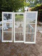 3 kozijnen met glas, Ophalen, Gebruikt, Hout, Raamkozijn