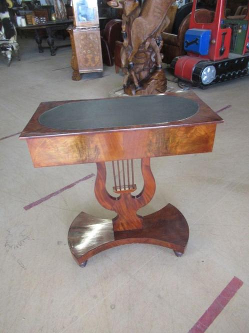 Oer 11316 ANTIEKE mahonie wandtafel met harp, Antiek en Kunst, Antiek | Meubels | Tafels, Ophalen