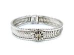 Vintage zilveren armband met rozet en steentjes, 19 cm., Info@zilverwebsite.nl, Verzenden, Zo goed als nieuw, Zilverwebsite.nl