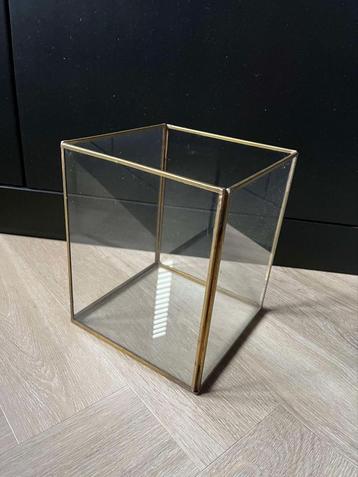 Glazen Windlicht Goud - Showdoos 20x20x24cm beschikbaar voor biedingen