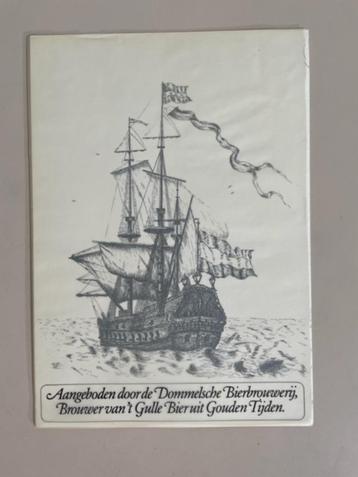 Reclame plaat Dommelsch Bier. V.O.C. schip Amsterdam.    beschikbaar voor biedingen
