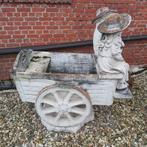 Betonnen kar met paard en figuren, Tuin en Terras, Tuinbeelden, Ophalen, Gebruikt, Beton, Dierenbeeld