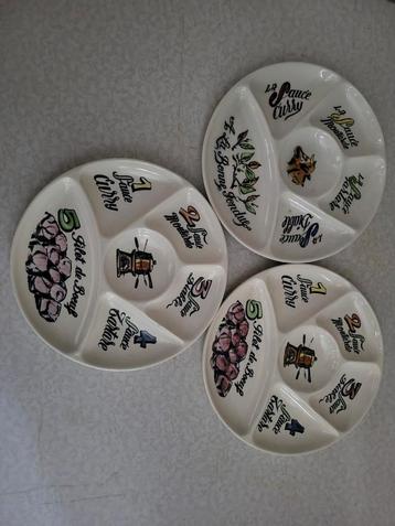 Vintage Gien Fondueborden borden.1 Set van 3 beschikbaar voor biedingen