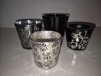 4 zilver en zwart kaarsenhouders, Overige materialen, Zwart, Ophalen of Verzenden, Zo goed als nieuw