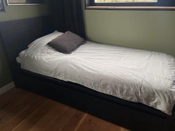 1 persoonsbed met opberglades. Type Malm ikea zwartbruin - afbeelding 6