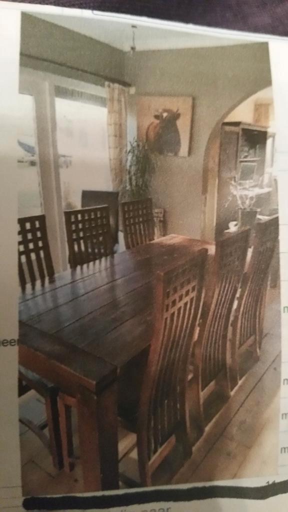 GRATIS; 4 MOOIE OOSTERSE HOUTEN EETKAMERSTOELEN, Huis en Inrichting, Stoelen, Gebruikt, Bruin, Ophalen