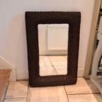 Grote vintage rotan/rieten/wicker spiegel (1970), Antiek en Kunst, Antiek | Spiegels, Ophalen of Verzenden, Rechthoekig, Minder dan 100 cm
