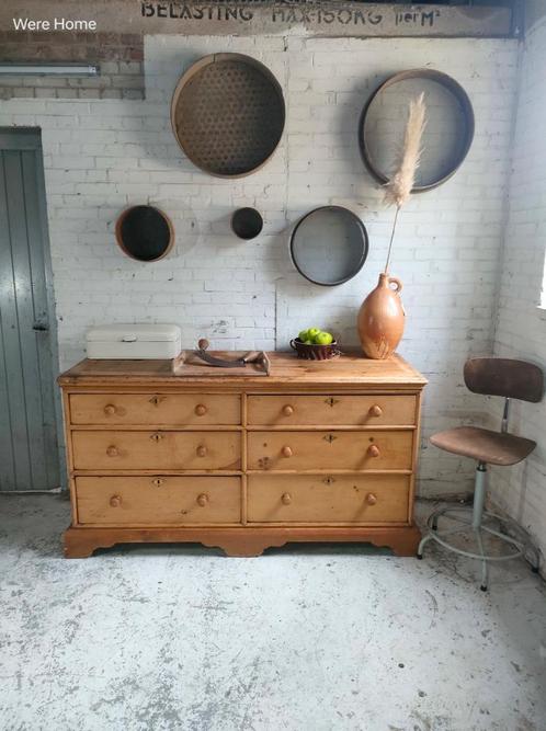 Antieke grenen kast keukenelement toonbank ladekast dressoir, Antiek en Kunst, Curiosa en Brocante, Ophalen of Verzenden