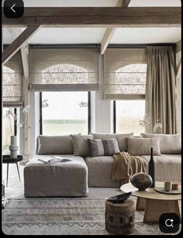 Greige linnenlook overgordijnen op maat, Huis en Inrichting, Stoffering | Gordijnen en Lamellen, Nieuw, 200 cm of meer, 200 cm of meer