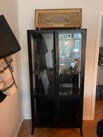 Zwarte metalen apothekerskast - 173x85x40 cm, Huis en Inrichting, Kasten | Vitrinekasten, Ophalen, Gebruikt, 50 tot 100 cm, Metaal