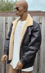 Comfortabele sheepskin gevoerde leren lammycoat jas (54/L)
