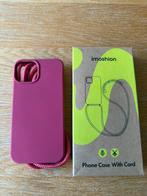 Imoshion Telefoonhoesje met koord Iphone 14 donkerroze, Ophalen of Verzenden, Nieuw, IPhone 14, Hoesje of Tasje