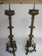 2 antieke kerk kandelaars koper 76cm hoog., Antiek en Kunst, Antiek | Kandelaars, Ophalen, Koper of Brons