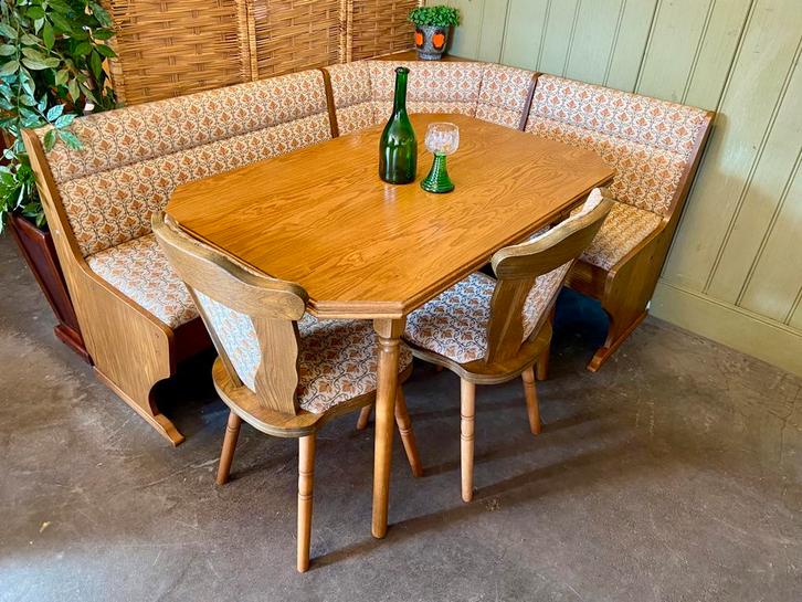 Duitse eethoek retro oostenrijks zithoek jaren 70/80 hoekset, Huis en Inrichting, Complete eetkamers, Gebruikt, Ophalen
