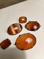 Prachtige antieke Victoriaanse streep agaat broches., Verzenden