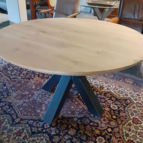 Massief eiken ronde tafel verjongde rand 130 rond.NIEUW., Huis en Inrichting, Tafels | Eettafels, Nieuw, 100 tot 150 cm, 100 tot 150 cm