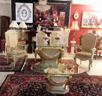 Luxe eettafel / tafel met 4 stoelen en salontafel barok beschikbaar voor biedingen