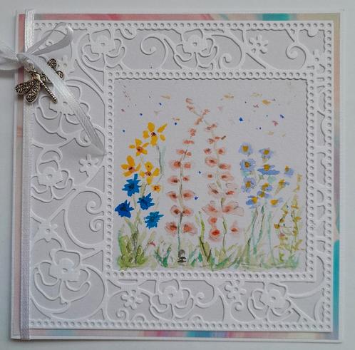 Bloemen geschilderd met aquarel verf, Hobby en Vrije tijd, Kaarten | Zelfgemaakt, Zo goed als nieuw, Ophalen of Verzenden