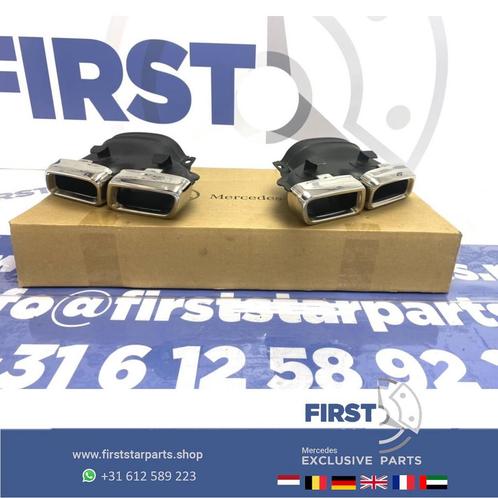 2016 63 AMG UITLAATSIERSTUKKEN SET CHROOM voor Mercedes C63, Auto-onderdelen, Uitlaatsystemen, Mercedes-Benz, Gebruikt, Ophalen of Verzenden