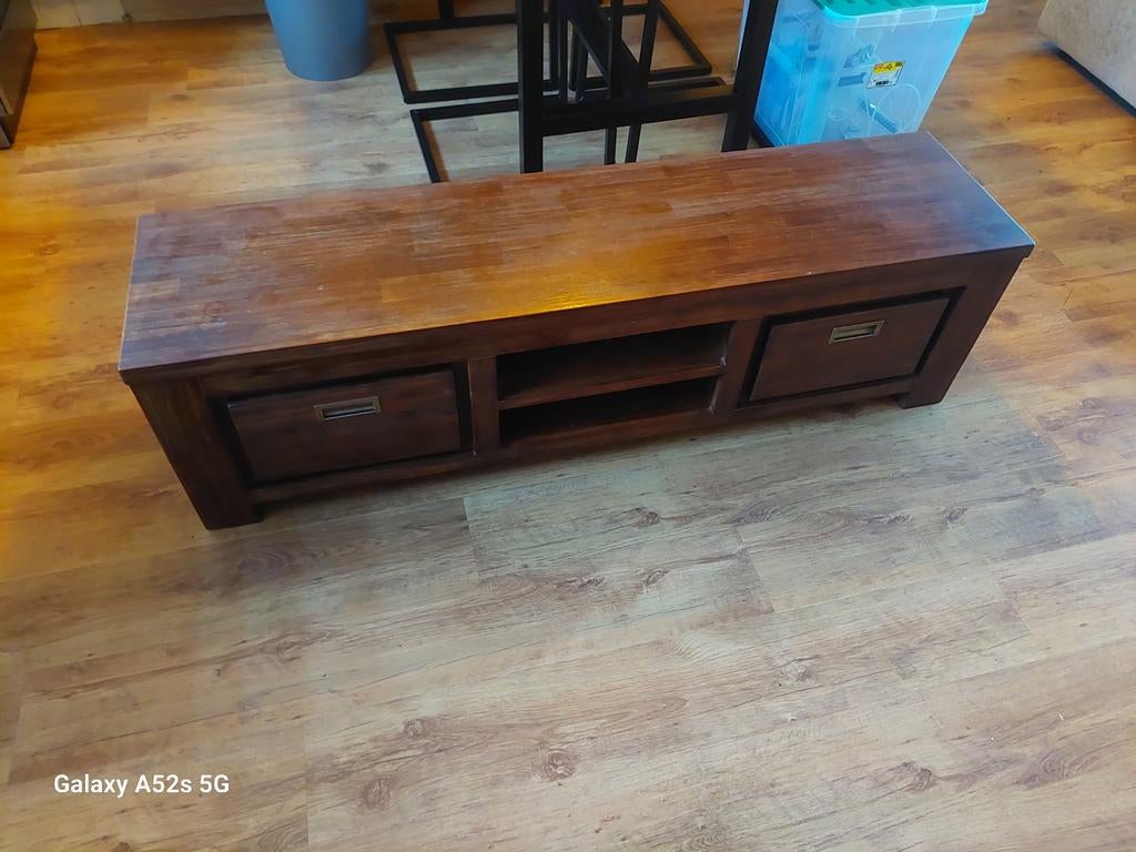 Hardhouten TV Meubel met Opbergruimte, Huis en Inrichting, Kasten | Televisiemeubels, Gebruikt, 100 tot 150 cm, Ophalen of Verzenden