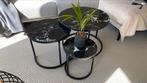 Moderne Marmerlook salontafelset van 3 -, Ophalen of Verzenden, Zo goed als nieuw, Rond, Minder dan 50 cm