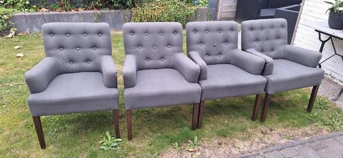 Eetkamerstoelen met Armleuning, Huis en Inrichting, Stoelen, Gebruikt, Vier, Hout, Stof, Grijs, Ophalen