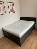 Zwart bedframe met opbergruimte 140x200, Huis en Inrichting, Slaapkamer | Bedden, Ophalen, Zwart, Tweepersoons, 140 cm