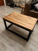 Houten salontafel met metalen poten - gebruikt, Ophalen, Gebruikt, 100 tot 150 cm, 50 tot 100 cm