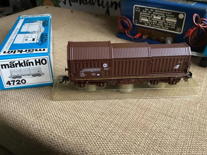 Marklin 4720 ÖBB telescoopwagen met rollen “staal” compleet, Hobby en Vrije tijd, Modeltreinen | H0, Zo goed als nieuw, Wagon