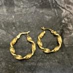 14 karaat gouden oorbellen wokkels creolen, Sieraden, Tassen en Uiterlijk, Oorbellen, Ophalen of Verzenden, Nieuw, Goud