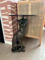 Bijzettafel Denise - Luipaard Design, Messing & Glas, Minder dan 55 cm, Rond, Nieuw, Glas