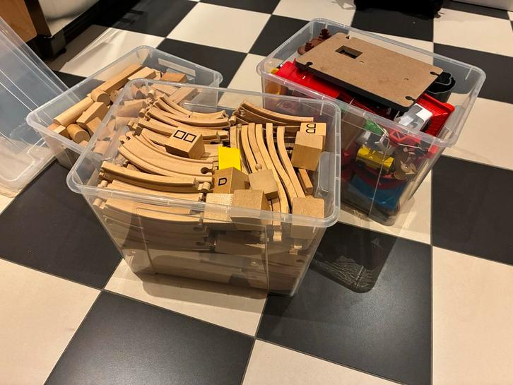Houten Treinbaan - Ikea, Brio, Lidl - Veel Rails & Treinen, Kinderen en Baby's, Speelgoed | Bouwstenen, Gebruikt, Overige merken