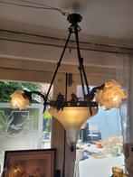 Antieke zwaar bronzen plafondlamp foto 1 t/m 7, Antiek en Kunst, Antiek | Lampen, Ophalen