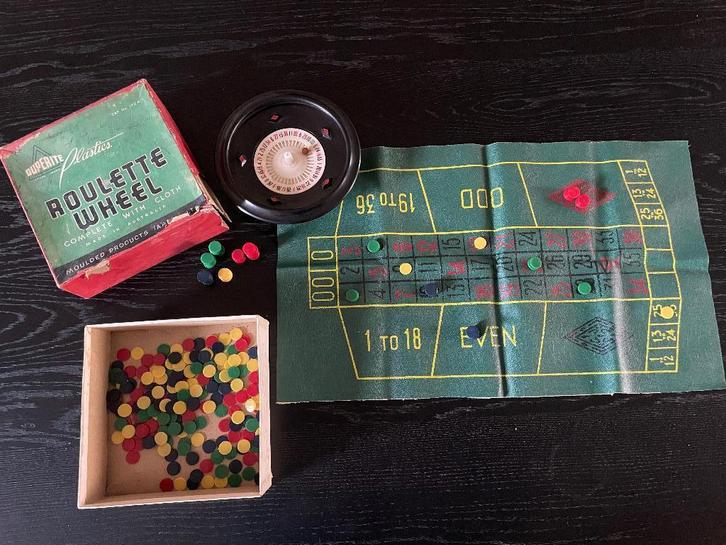 Vintage Duperite Roulette Wheel – Complete Set, ca.1950s–60s, Antiek en Kunst, Antiek | Speelgoed, Ophalen of Verzenden