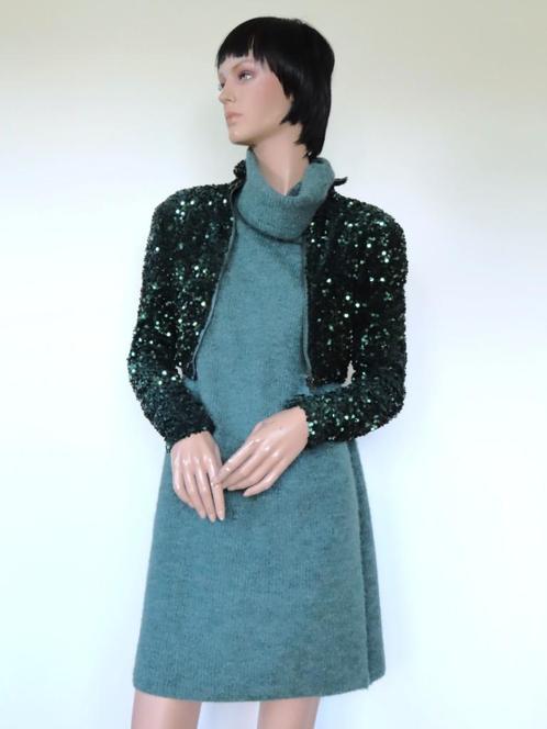 VERA & LUCY Geweldige Groene Pailletten Bolero Jasje XS 34, Kleding | Dames, Jasjes, Kostuums en Pakken, Zo goed als nieuw, Jasje