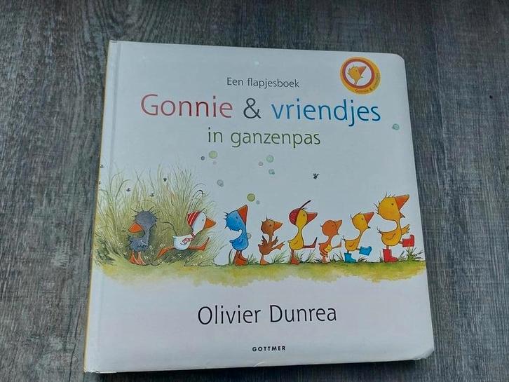 Gonnie & vriendjes in ganzenpas - Olivier Dunrea, Boeken, Kinderboeken | Baby's en Peuters, Gelezen, 1 tot 2 jaar, Uitklap-, Voel- of Ontdekboek