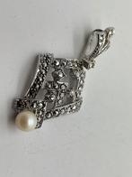 A443 Prachtige vintage zilveren hanger parel markasiet, Sieraden, Tassen en Uiterlijk, Antieke sieraden, Ophalen of Verzenden