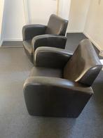 2 bruine lederlook fauteuils gratis, Huis en Inrichting, Fauteuils, Ophalen, Gebruikt, 75 tot 100 cm, 50 tot 75 cm