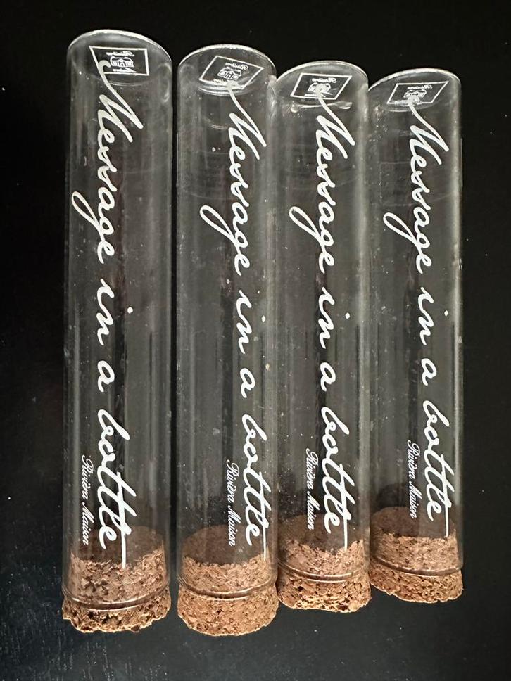 Riviera Maison message in a bottle - Set van 4, Huis en Inrichting, Woonaccessoires | Kandelaars en Kaarsen, Gebruikt, Minder dan 25 cm