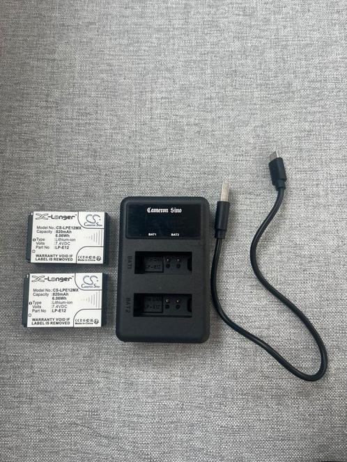 Canon LP-E12 batterijen (123accu huismerk) + USB lader, Audio, Tv en Foto, Opladers, Zo goed als nieuw, Ophalen of Verzenden