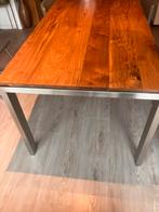 Notenhouten eettafel met rvs onderstel, Huis en Inrichting, Tafels | Eettafels, Ophalen, 200 cm of meer, 50 tot 100 cm, Zo goed als nieuw