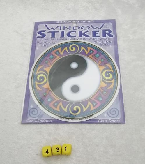 431. Raamsticker yin yang  Prachtige 2-zijdige raamsticker, Verzamelen, Stickers, Nieuw, Overige typen, Ophalen of Verzenden