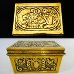 Messing opbergkistje herberg Troubadour en zijn gitaarluit, Ophalen of Verzenden