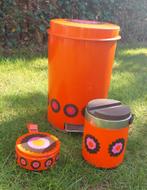 Brabantia oranje prullenbak, ijsemmer en asbak, Verzamelen, Retro, Ophalen of Verzenden, Huis en Inrichting