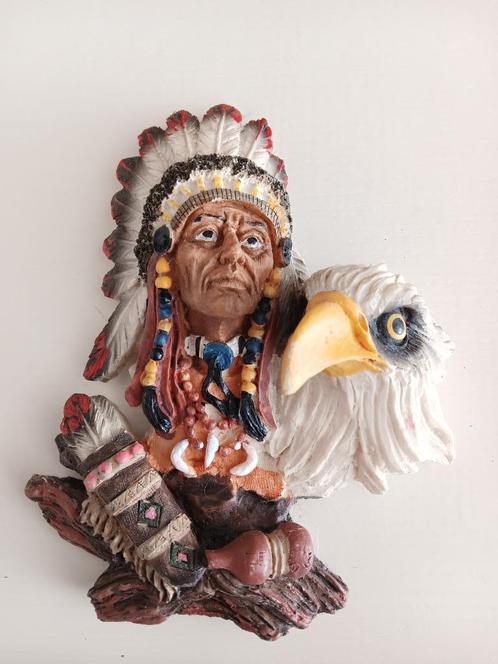 Wanddecoratie Indiaan met Adelaarkop, Huis en Inrichting, Woonaccessoires | Wanddecoraties, Zo goed als nieuw, Ophalen of Verzenden