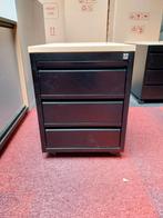 Rolblok, ladeblok zwart met beuken top en 3 laden., Ophalen, Minder dan 50 cm, Gebruikt, Meerdere deuren